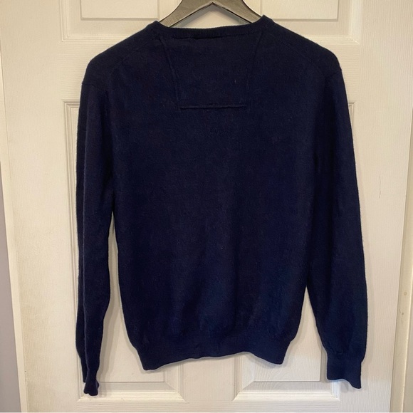 Calvin Klein Merino Wool Men's Deep Blue long sleeve V-Neck Sweater large - Picture 6 of 11
